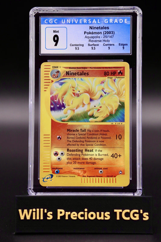 CGC 9 Ninetales 25/147 Aquapolis 2002 Reverse Holo Pokémon Card WOTC Mint0