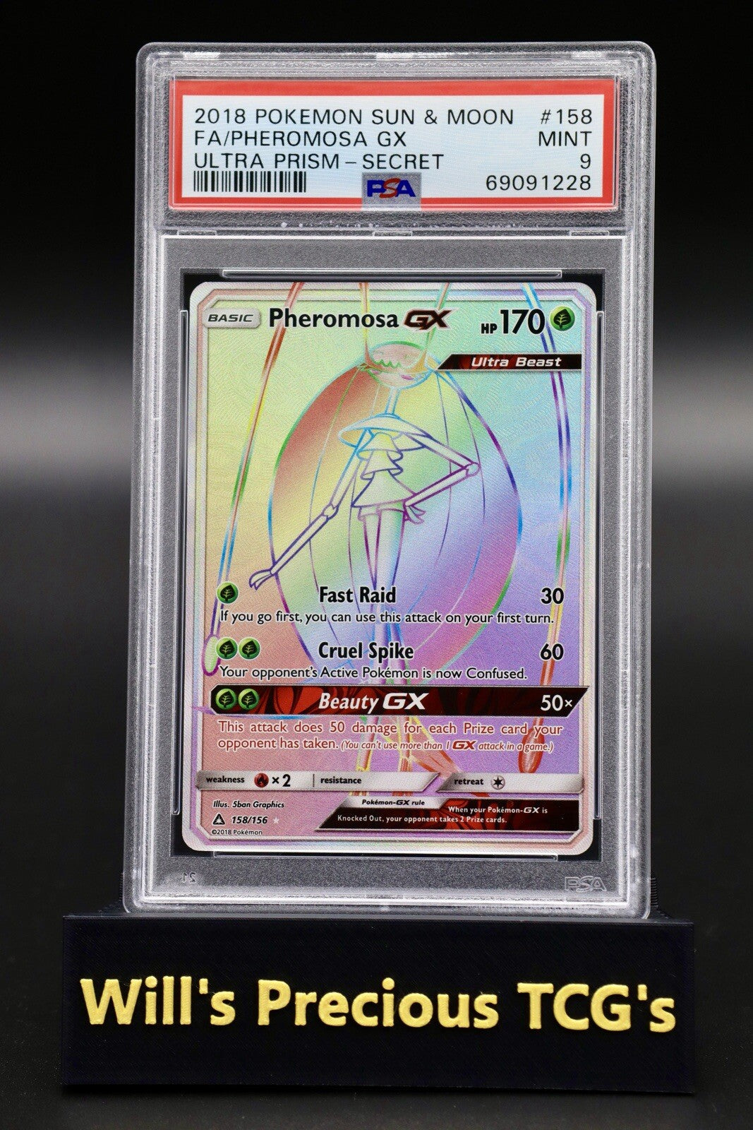 PSA 9 Pheromosa 157/156 Sun & Moon Ultra Prism 2018 Secret Full Art Pokémon Card0