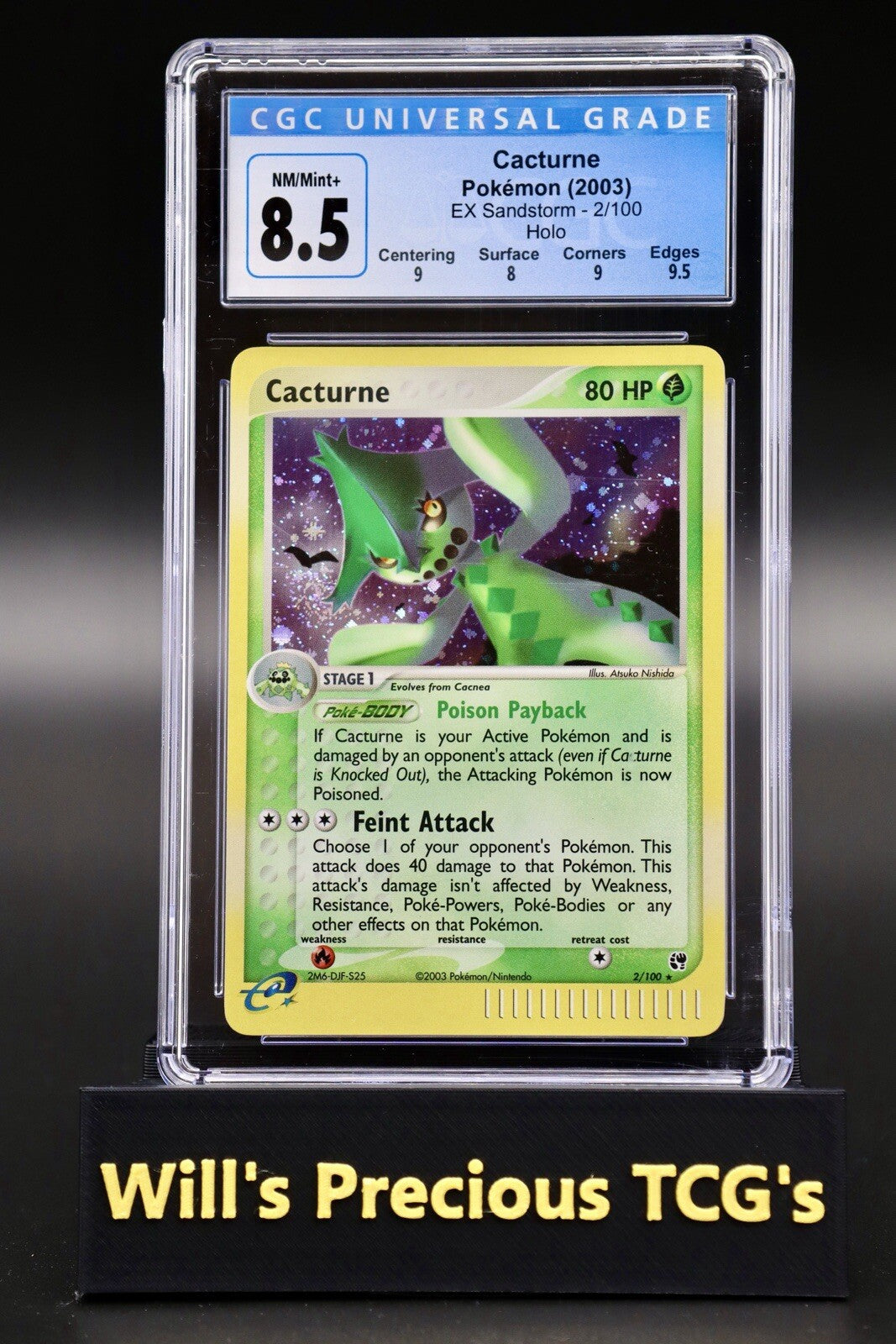 CGC 8.5 Cacturne 2/100 EX Sandstorm 2003 Holo Pokémon Card E Series NM/Mint0