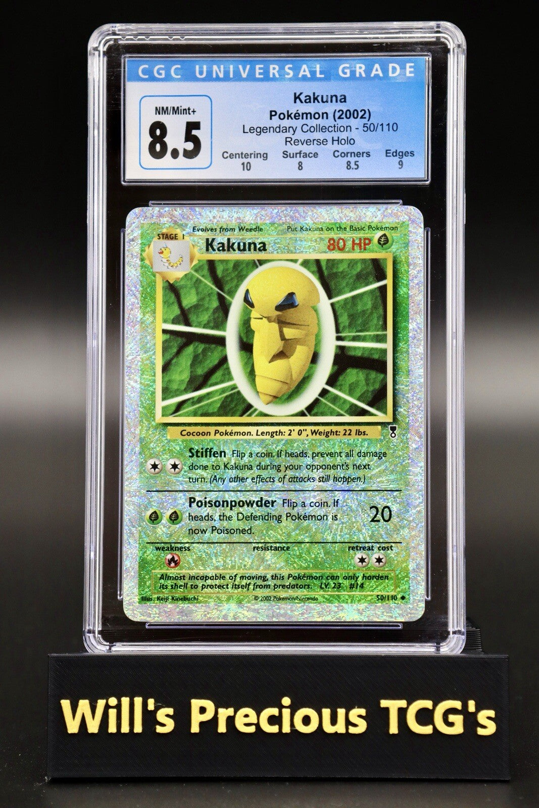 CGC 8.5 Kakuna 50/110 Legendary Collection 2002 Reverse Holo Pokémon Card WOTC0