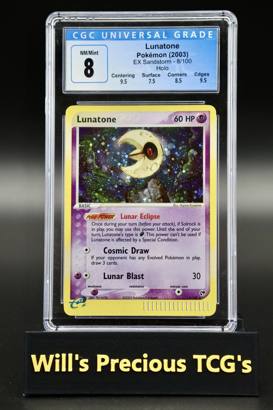 CGC 8 Lunatone 8/100 EX Sandstorm 2003 Holo Pokémon Card E Series NM/Mint0
