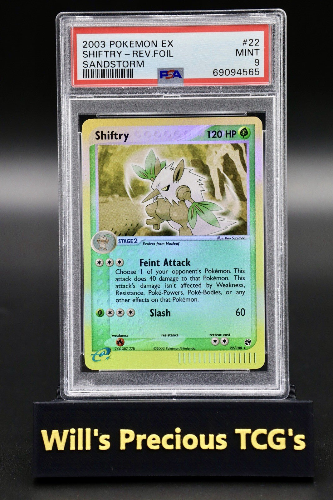 PSA 9 Shiftry 22/100 EX Sandstorm 2003 Reverse Holo Pokémon Card E Series Mint0