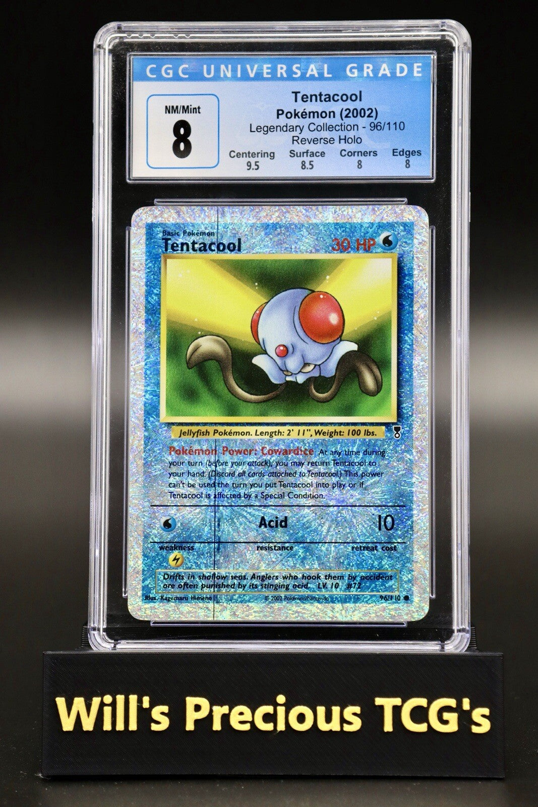 CGC 8 Tentacool 96/110 Legendary Collection 2002 Reverse Holo Pokémon Card WOTC0