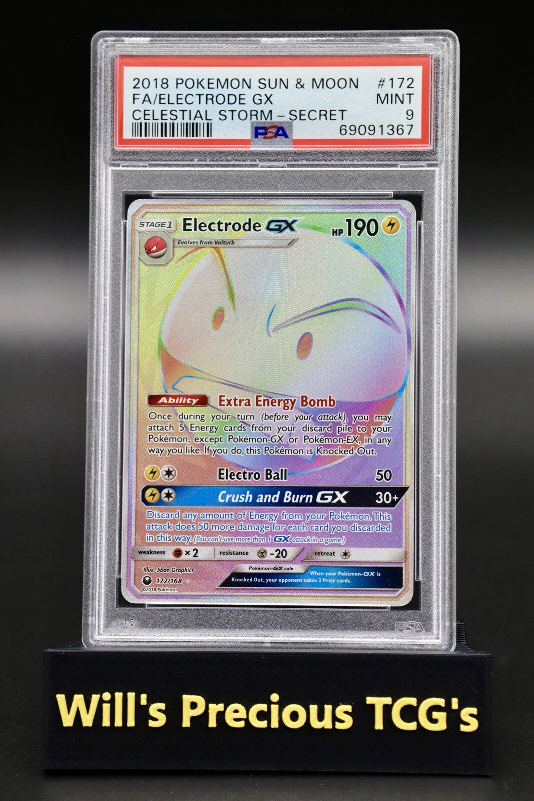 PSA 9 Electrode 172/168 Sun & Moon Celestial Storm 2018 Rainbow Secret Pokémon0