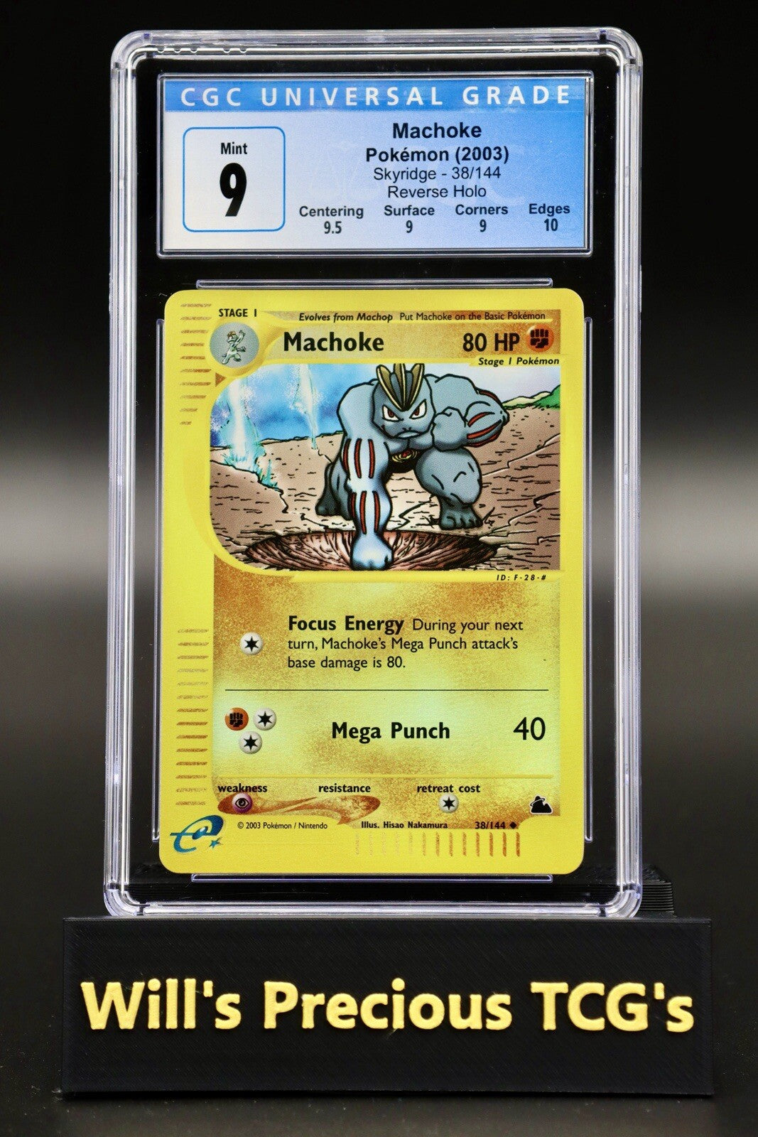 CGC 9 Machoke 38/144 Skyridge 2003 Reverse Holo Pokémon Card E-Series WOTC0