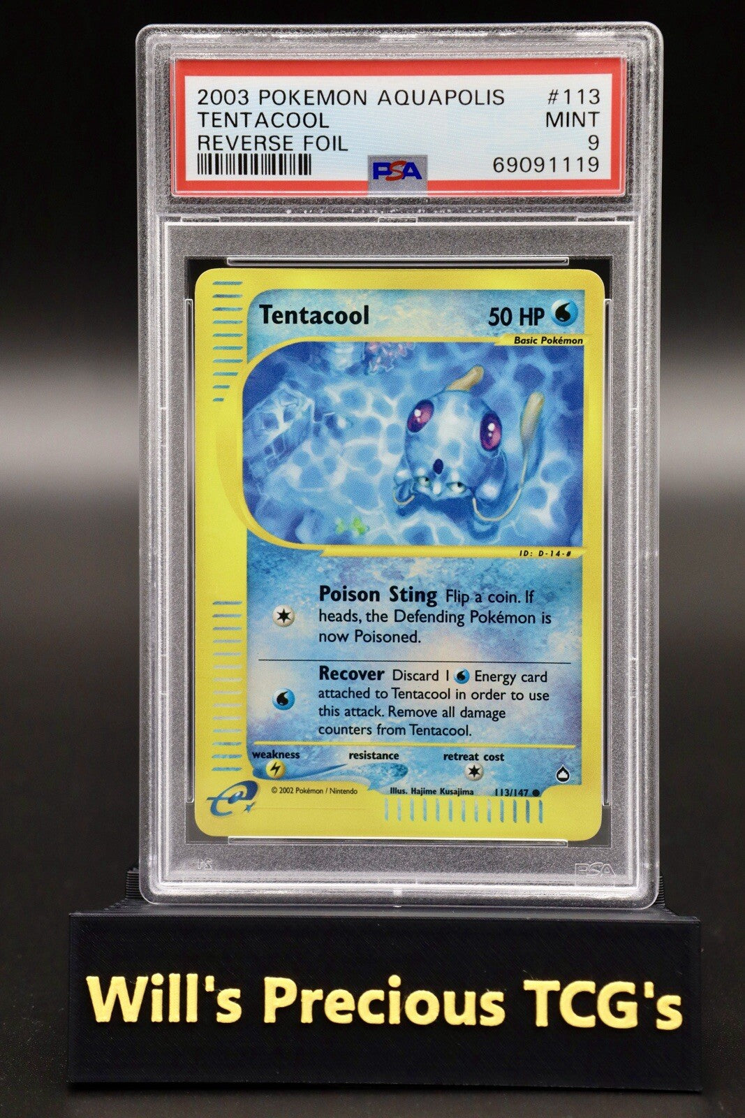 PSA 9 Tentacool 113/147 Aquapolis 2003 Reverse Holo Pokémon Card E Series WOTC0