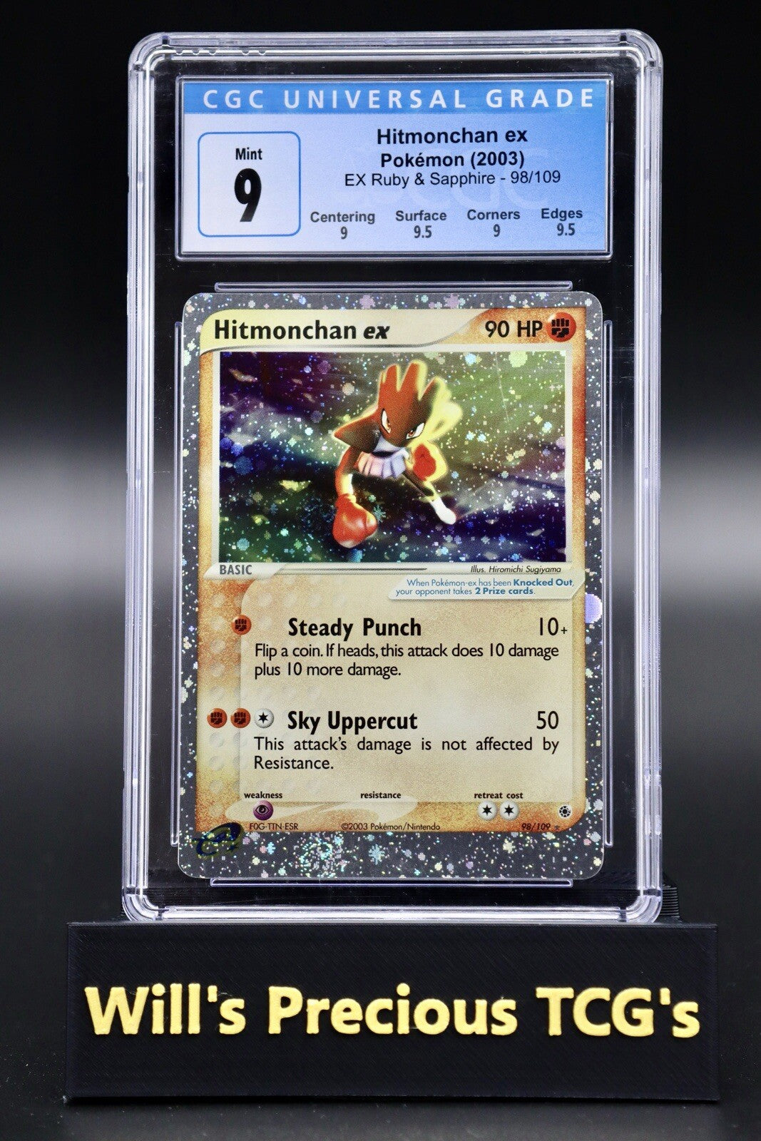 CGC 9 Hitmonchan 98/109 EX Ruby & Sapphire 2003 Holo Pokémon Card E Series Mint0