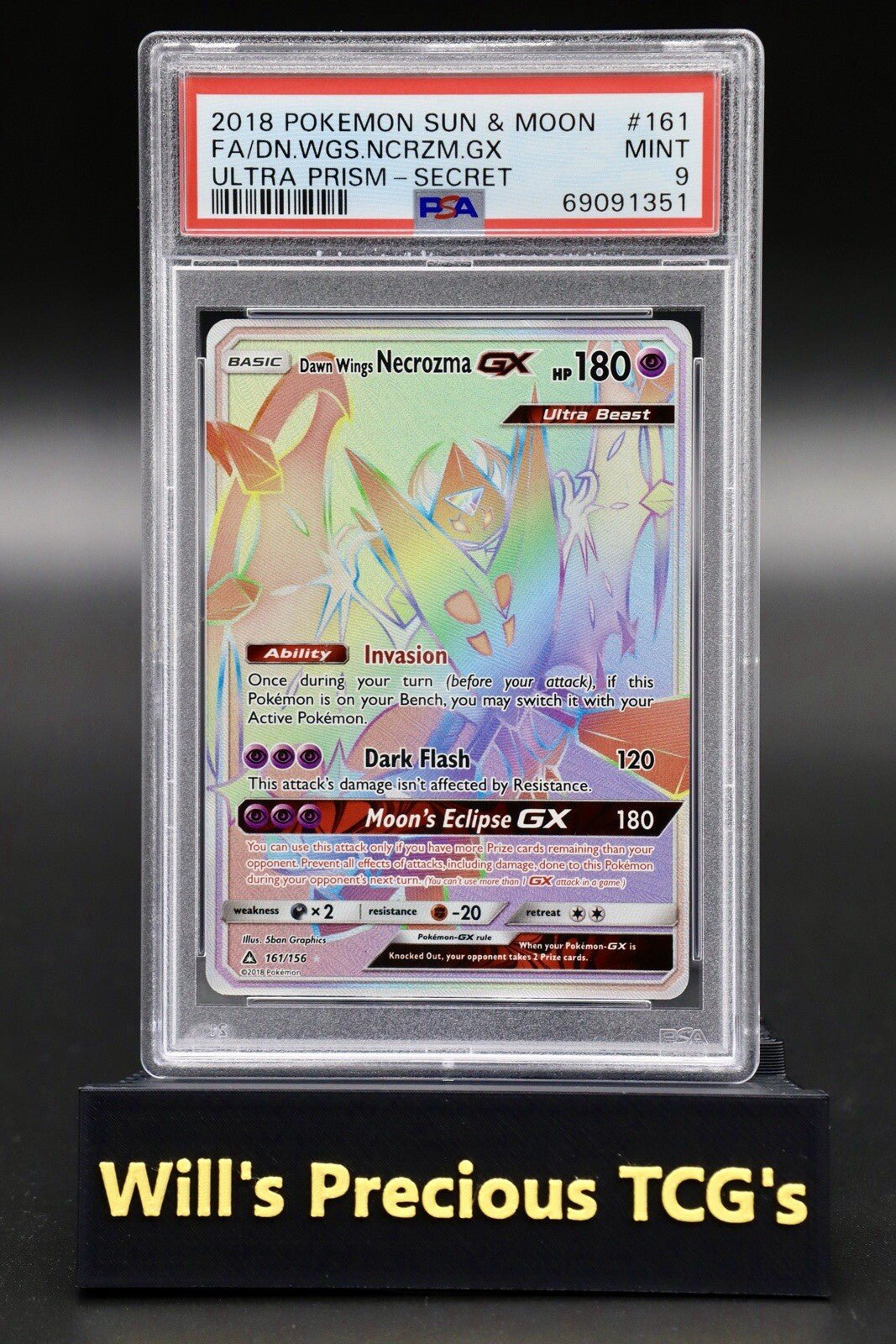 PSA 9 Necrozma 161/156 Sun & Moon Ultra Prism 2018 Secret Full Art Pokémon0