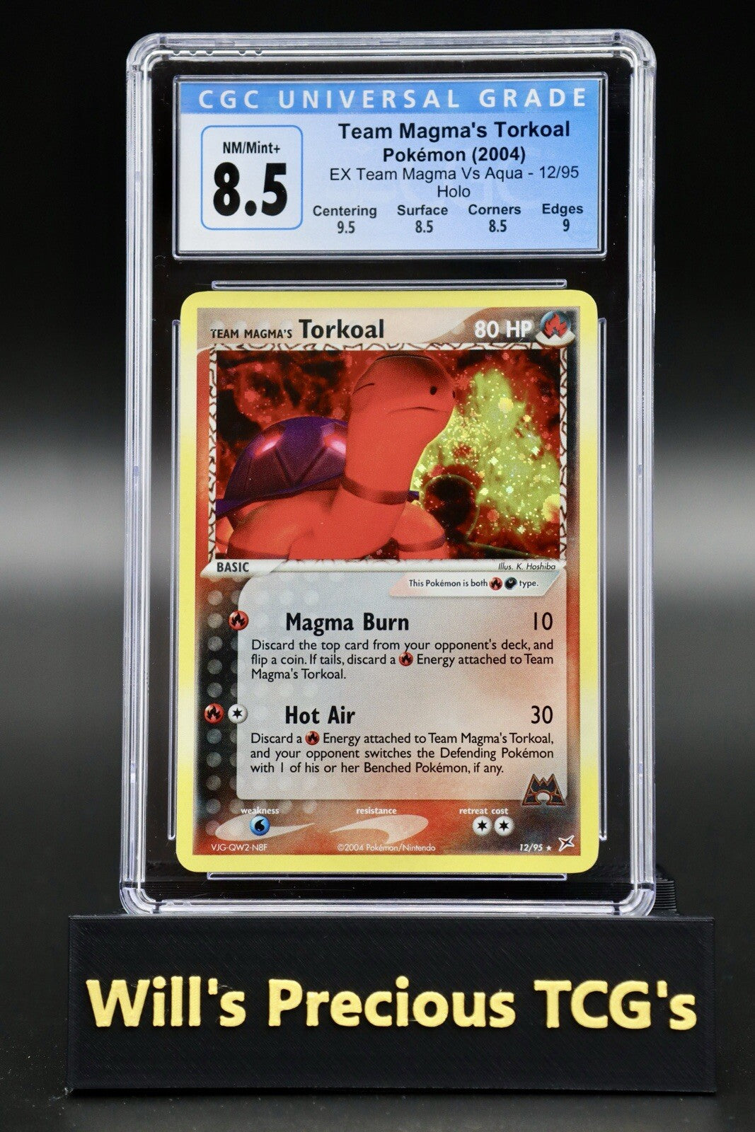 CGC 8.5 Torkoal 12/95 Ex Team Magma vs Aqua 2004 Holo Pokémon Card NM/Mint+0