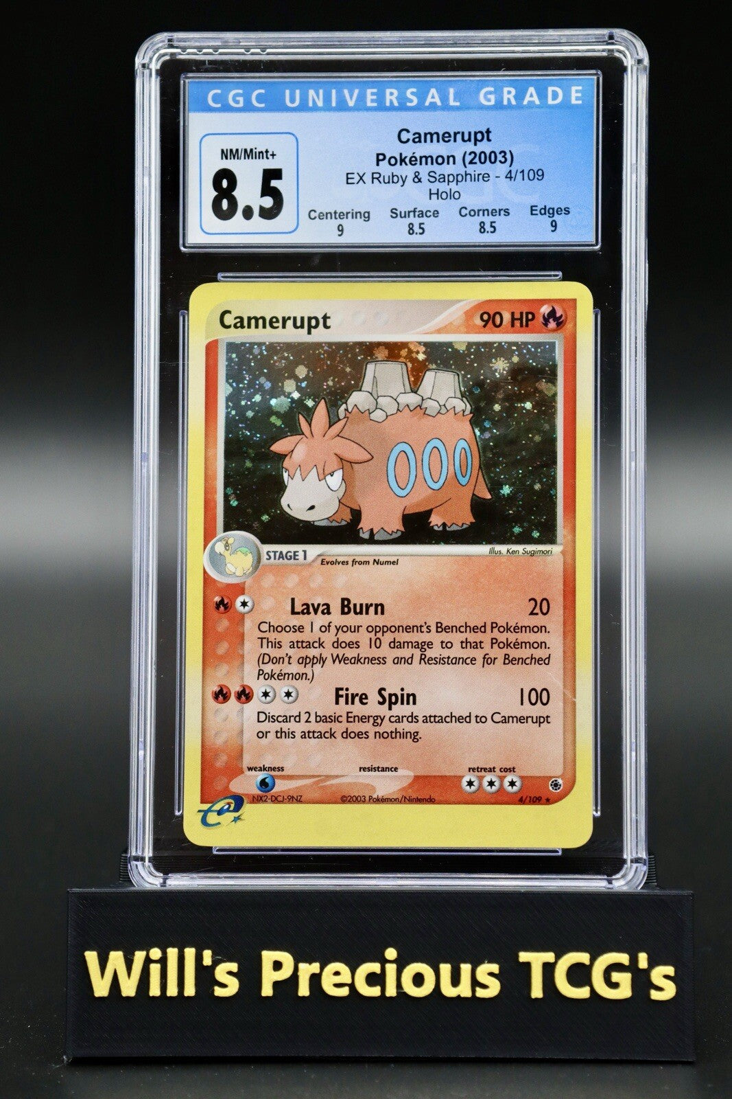 CGC 8.5 Camerupt 4/109 EX Ruby & Sapphire 2003 Holo Pokémon Card NM/M+ E Series0