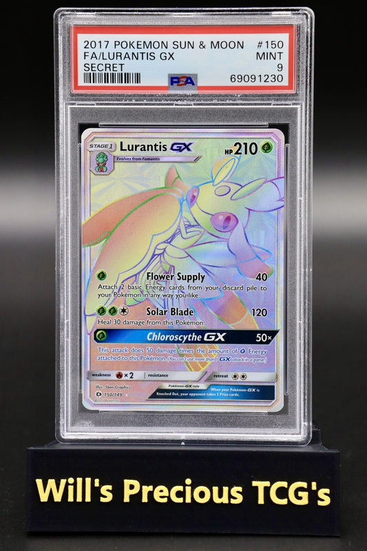 PSA 9 Lurantis 150/149 Sun & Moon 2017 Rainbow Secret Rare Full Art Pokémon Card0
