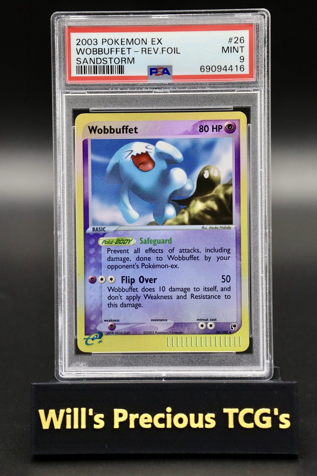 PSA 9 Wobbuffet 26/100 EX Sandstorm 2003 Reverse Holo Pokémon Card E Series Mint0