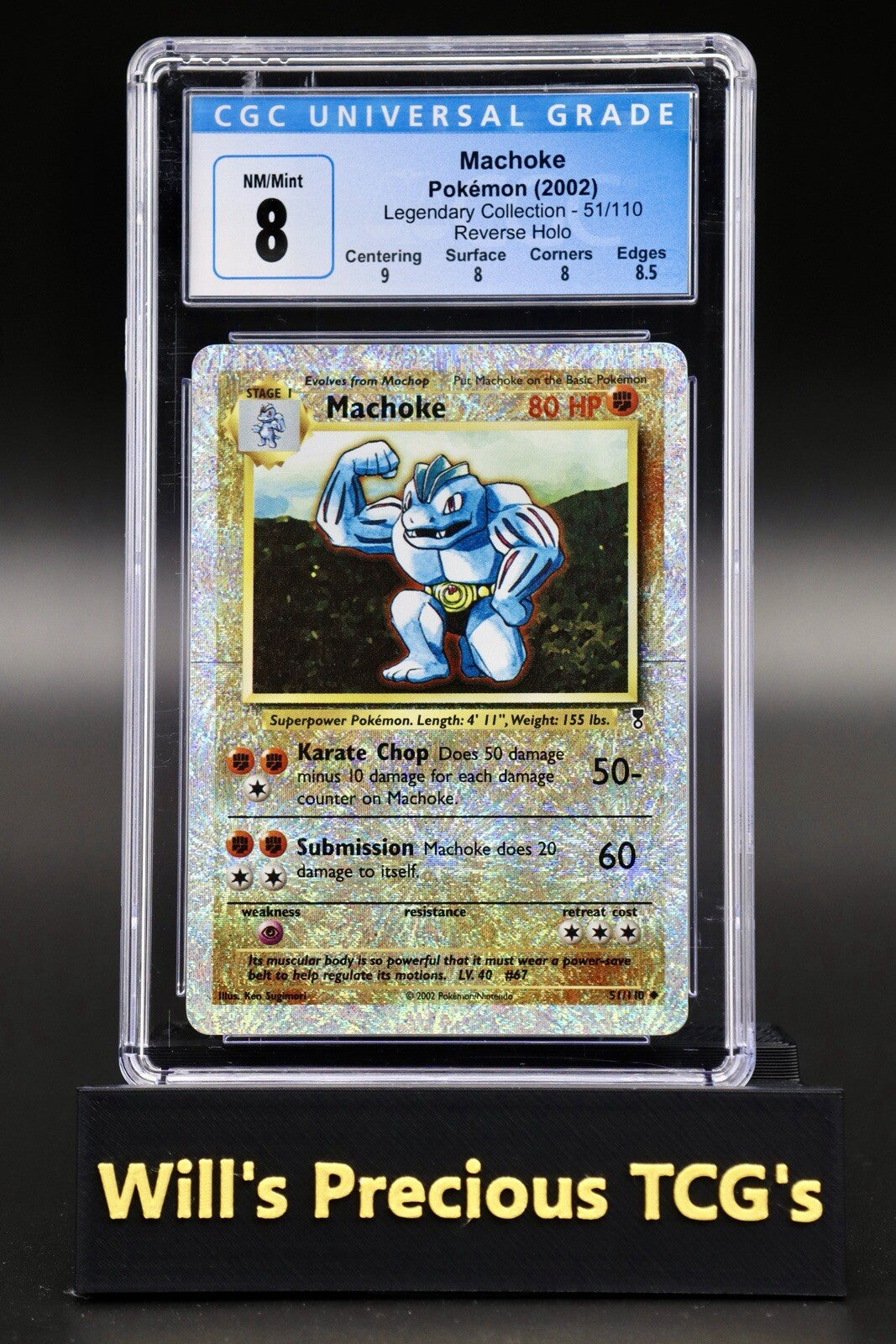 CGC 8 Machoke 51/110 Legendary Collection 2002 Reverse Holo Pokémon Card WOTC0