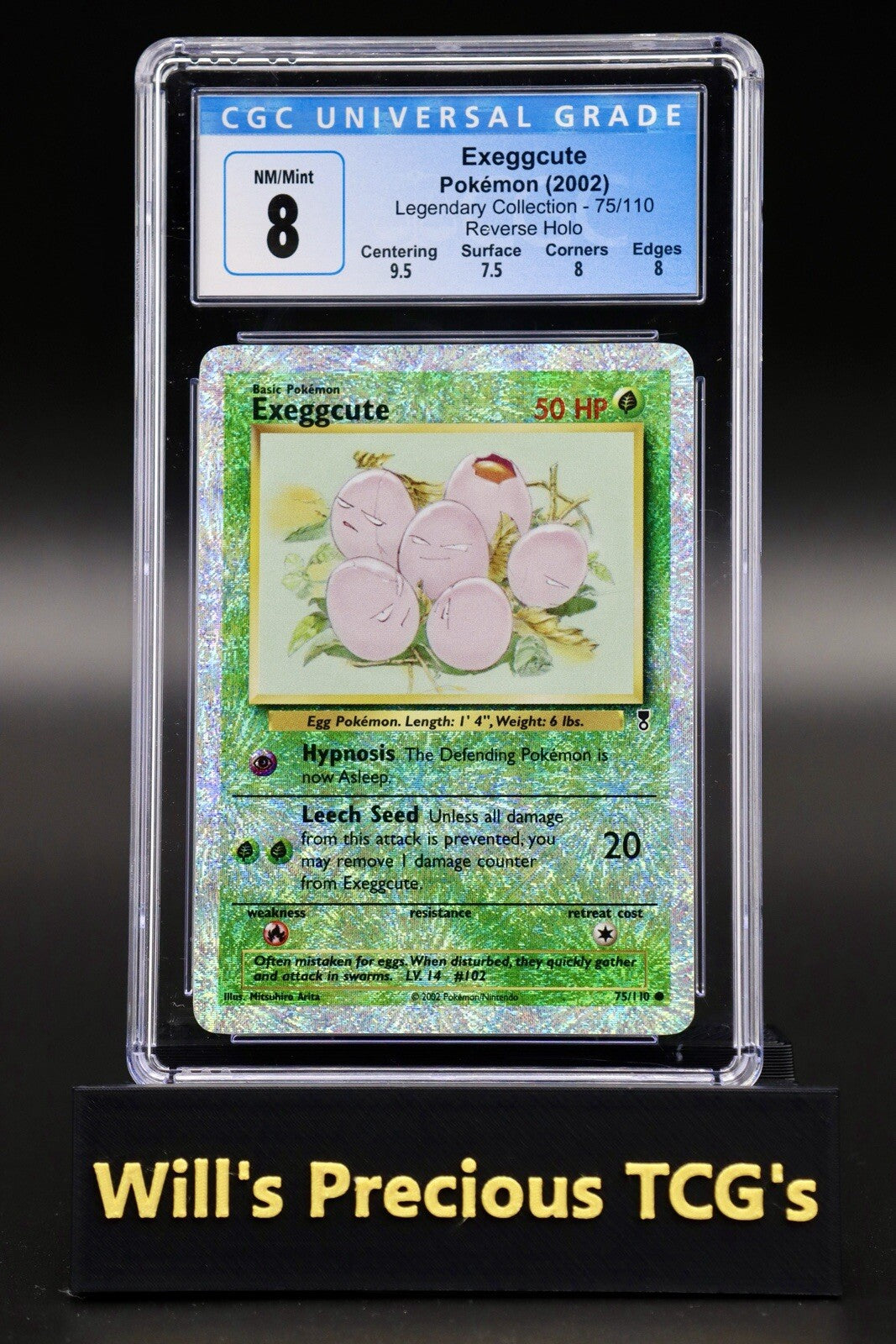 CGC 8 Exeggcute 75/110 Legendary Collection 2002 Reverse Holo Pokémon Card WOTC0