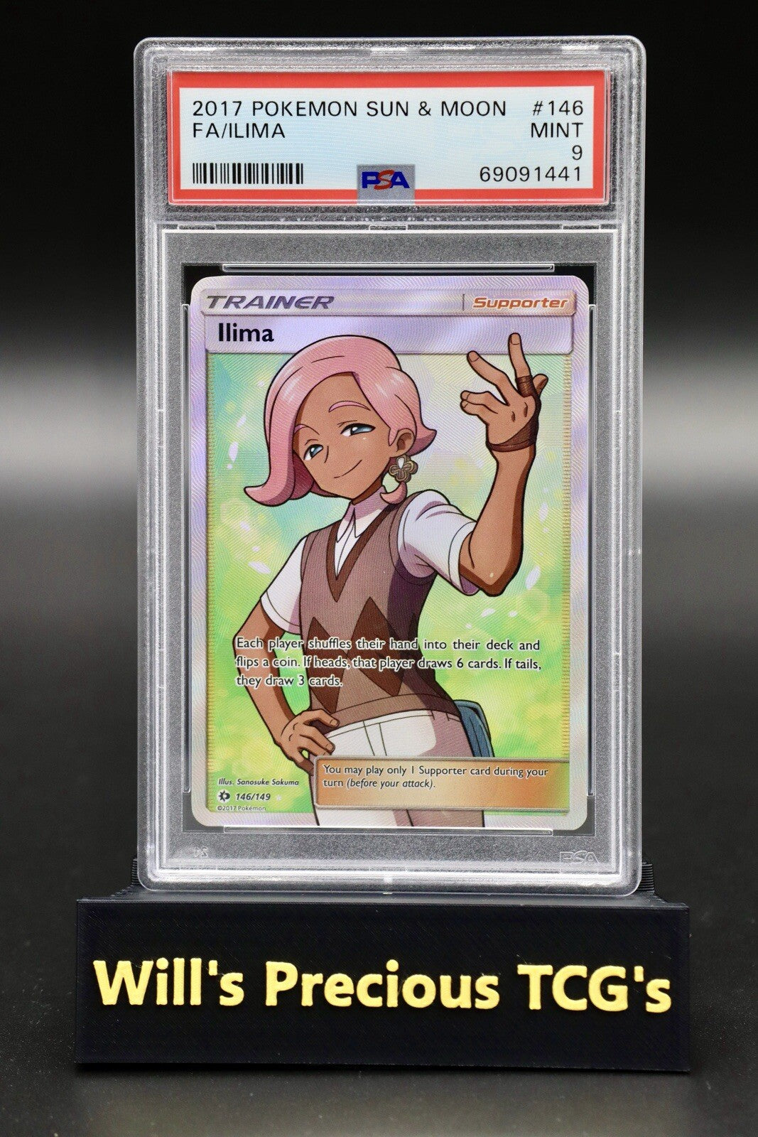 PSA 9 Ilima 146/149 Sun & Moon 2017 Full Art Trainer Pokémon Mint0