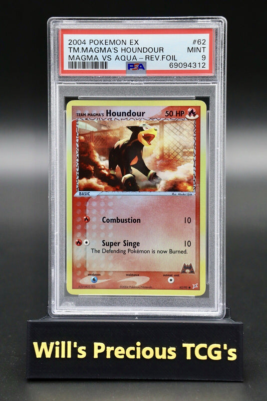 PSA 9 Houndour 62/95 Ex Team Magma vs Aqua 2004 Reverse Holo Pokémon Card Mint0