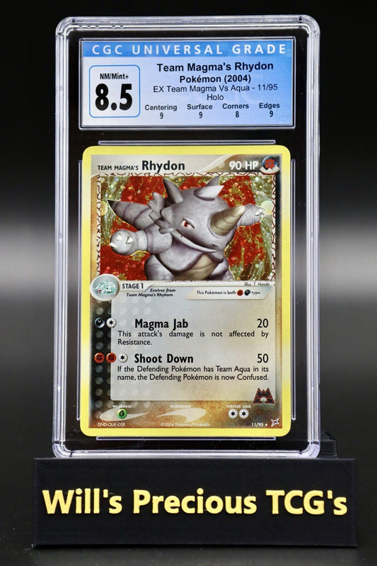 CGC 8.5 Rhydon 11/95 Ex Team Magma vs Aqua 2004 Holo Pokémon Card NM/Mint+0