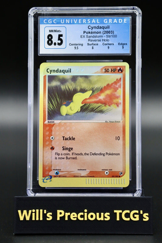 CGC 8.5 Cyndaquil 59/100 EX Sandstorm 2003 Reverse Holo Pokémon Card E Series0