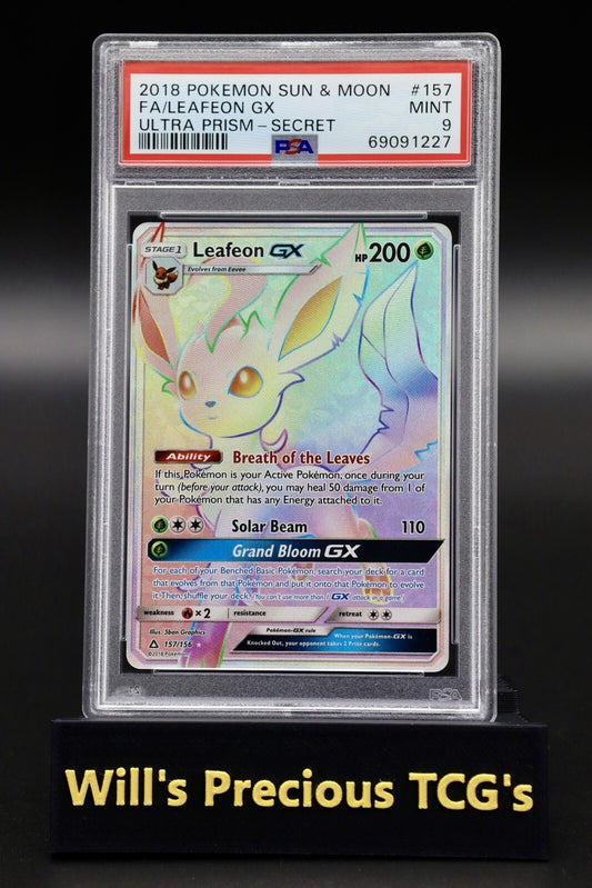 PSA 9 Leafeon 157/156 Sun & Moon Ultra Prism 2018 Secret Full Art Pokémon Card0
