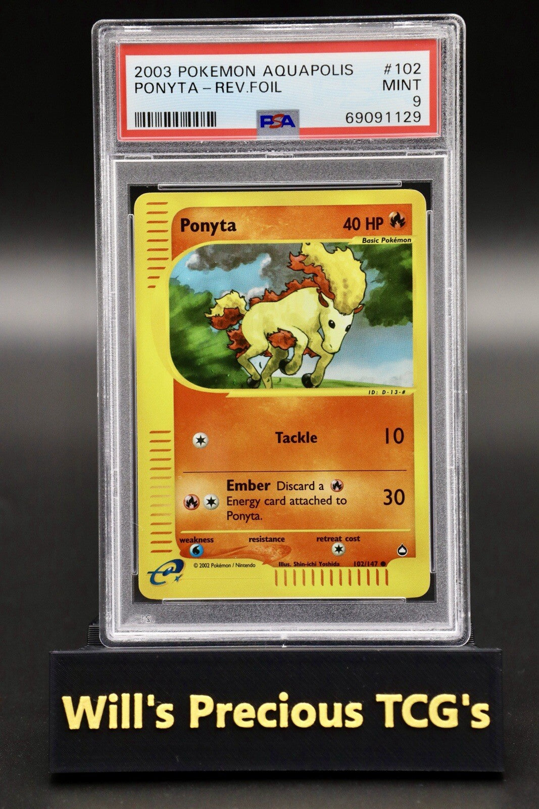 PSA 9 Ponyta 102/147 Aquapolis 2003 Reverse Holo Pokémon Card E Series WOTC0