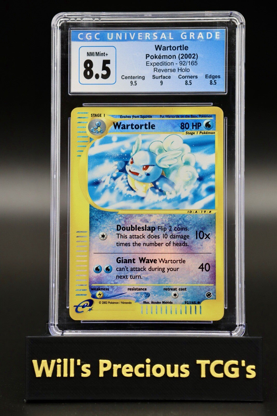 CGC 8.5 Wartortle 92/165 Expedition 2002 Reverse Holo Pokémon Card E-Series WOTC0