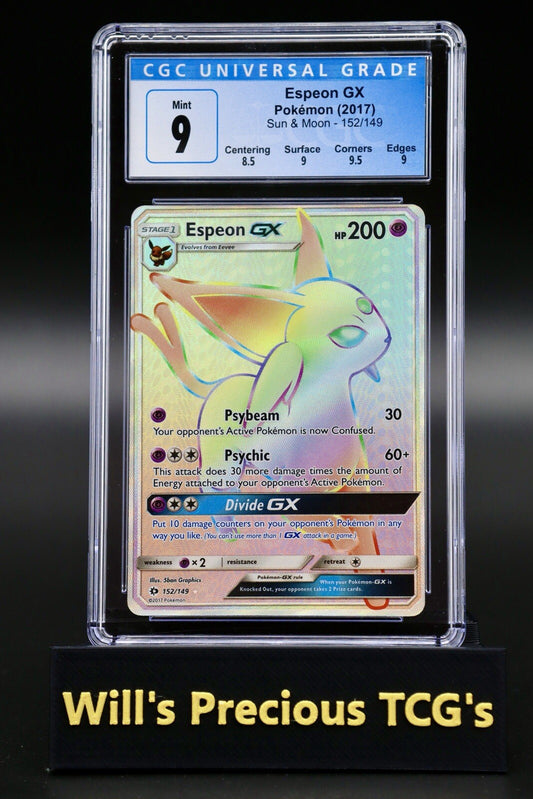 CGC 9 Espeon 152/149 Sun & Moon 2017 Rainbow Secret Rare Pokémon Card Mint0