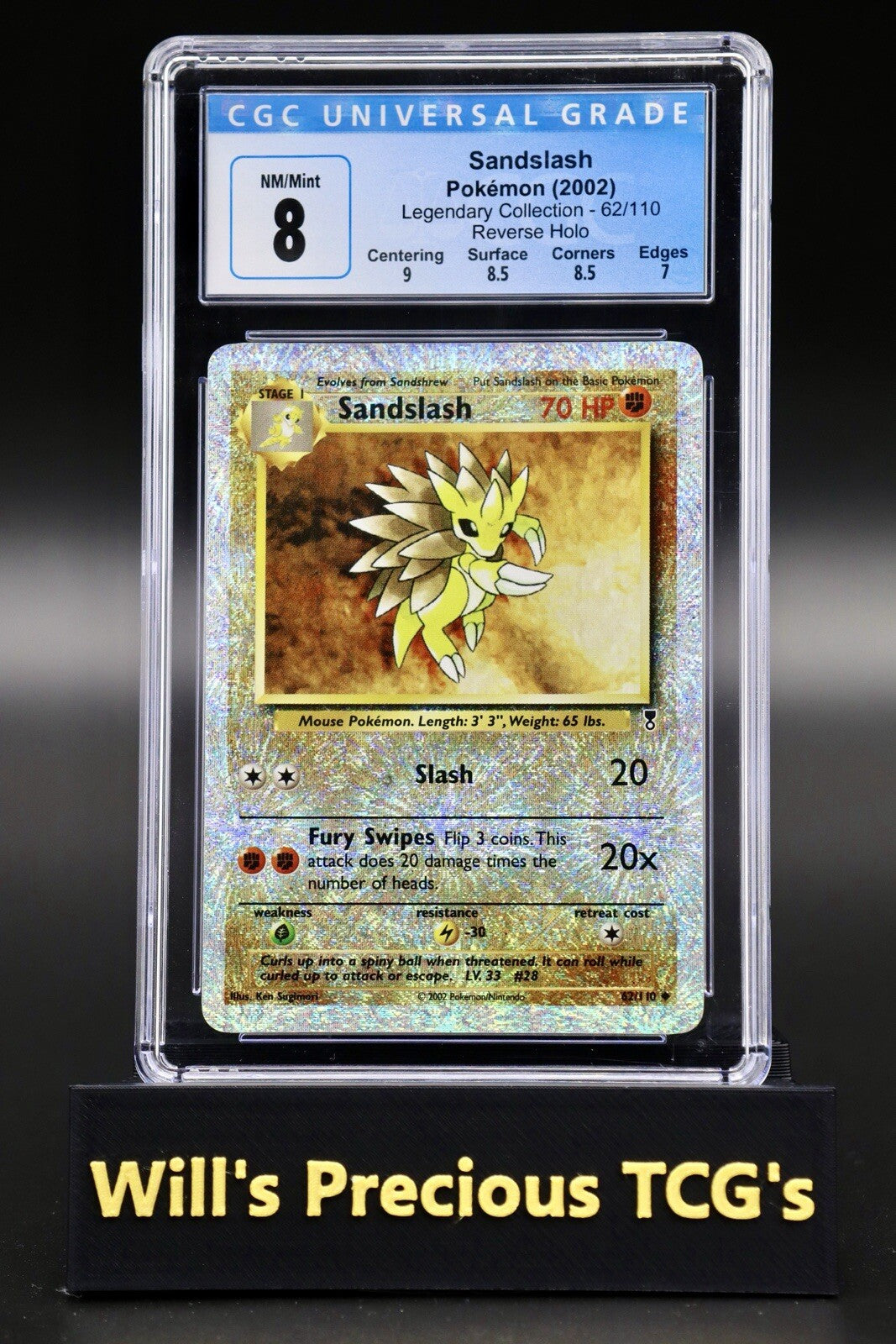 CGC 8 Sandslash 62/110 Legendary Collection 2002 Reverse Holo Pokémon Card WOTC0