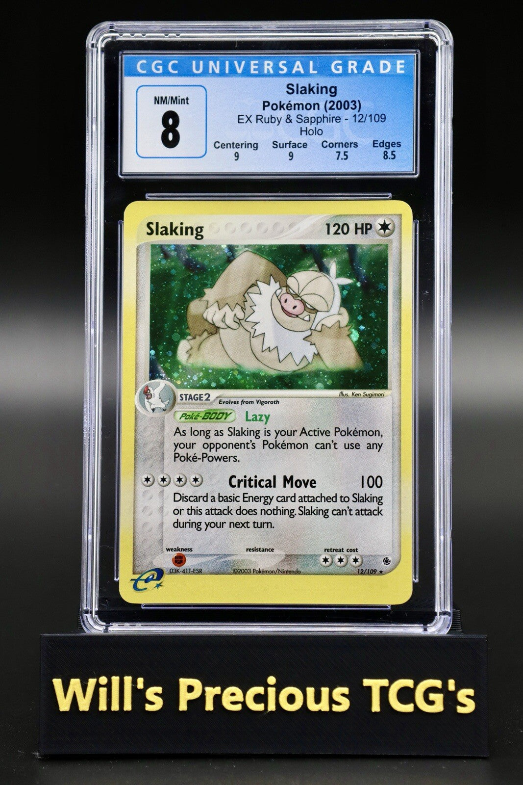 CGC 8 Slaking 12/109 EX Ruby & Sapphire 2003 Holo Pokémon Card NM/Mint E Series0
