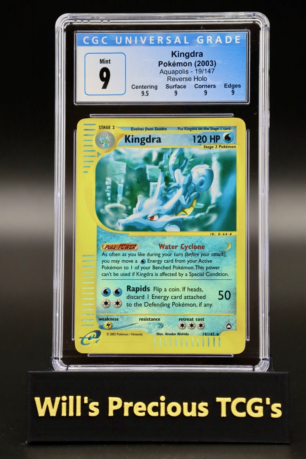 CGC 9 Kingdra 19/147 Aquapolis 2003 Reverse Holo Pokémon Card E-Series WOTC Mint0