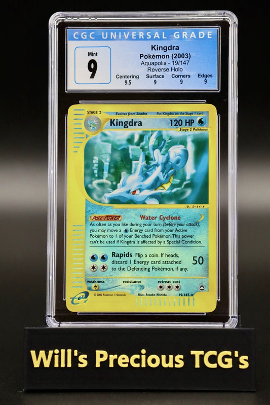 CGC 9 Kingdra 19/147 Aquapolis 2003 Reverse Holo Pokémon Card E-Series WOTC Mint0