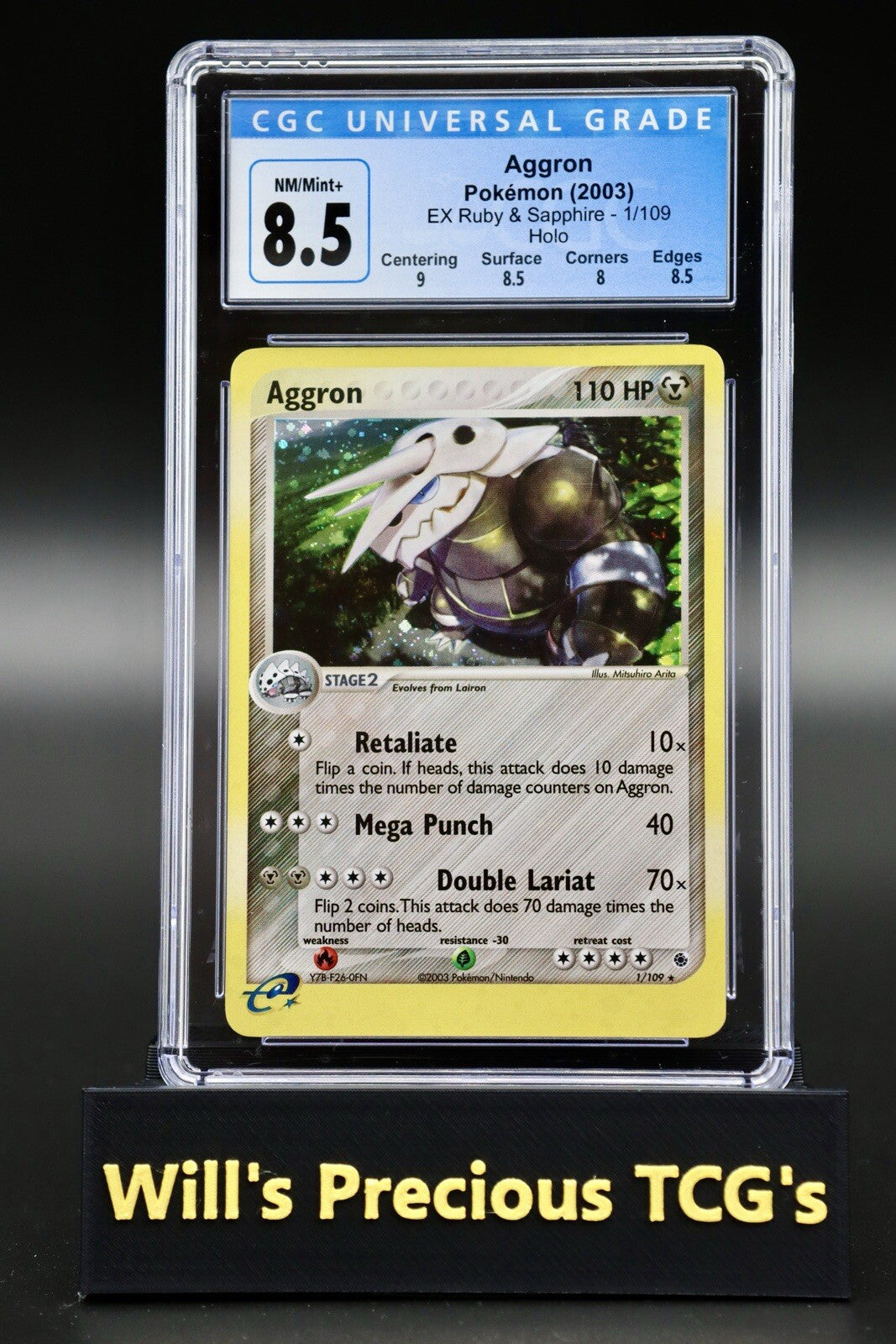 CGC 8.5 Aggron 1/109 EX Ruby & Sapphire 2003 Holo Pokémon Card NM/M+ E Series0
