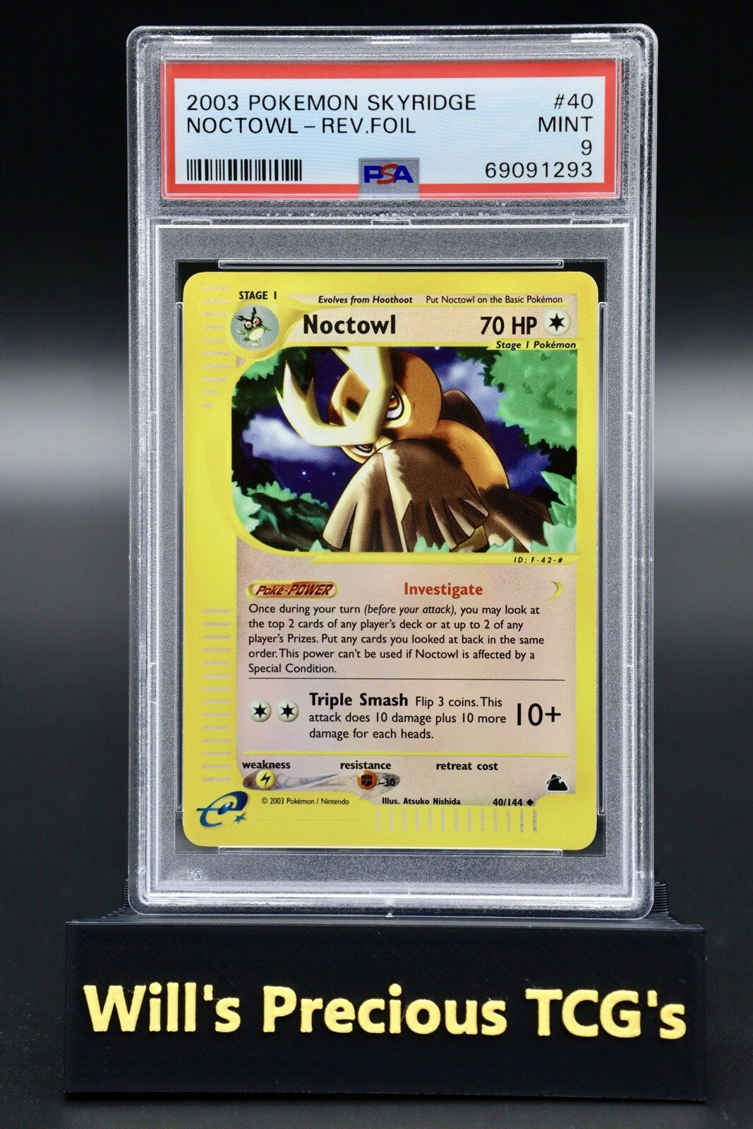 PSA 9 Noctowl 40/144 Skyridge 2003 Reverse Holo Pokémon Card E-Series WOTC0