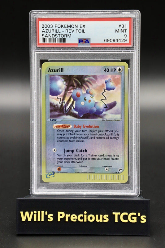 PSA 9 Azurill 31/100 EX Sandstorm 2003 Reverse Holo Pokémon Card E Series Mint0