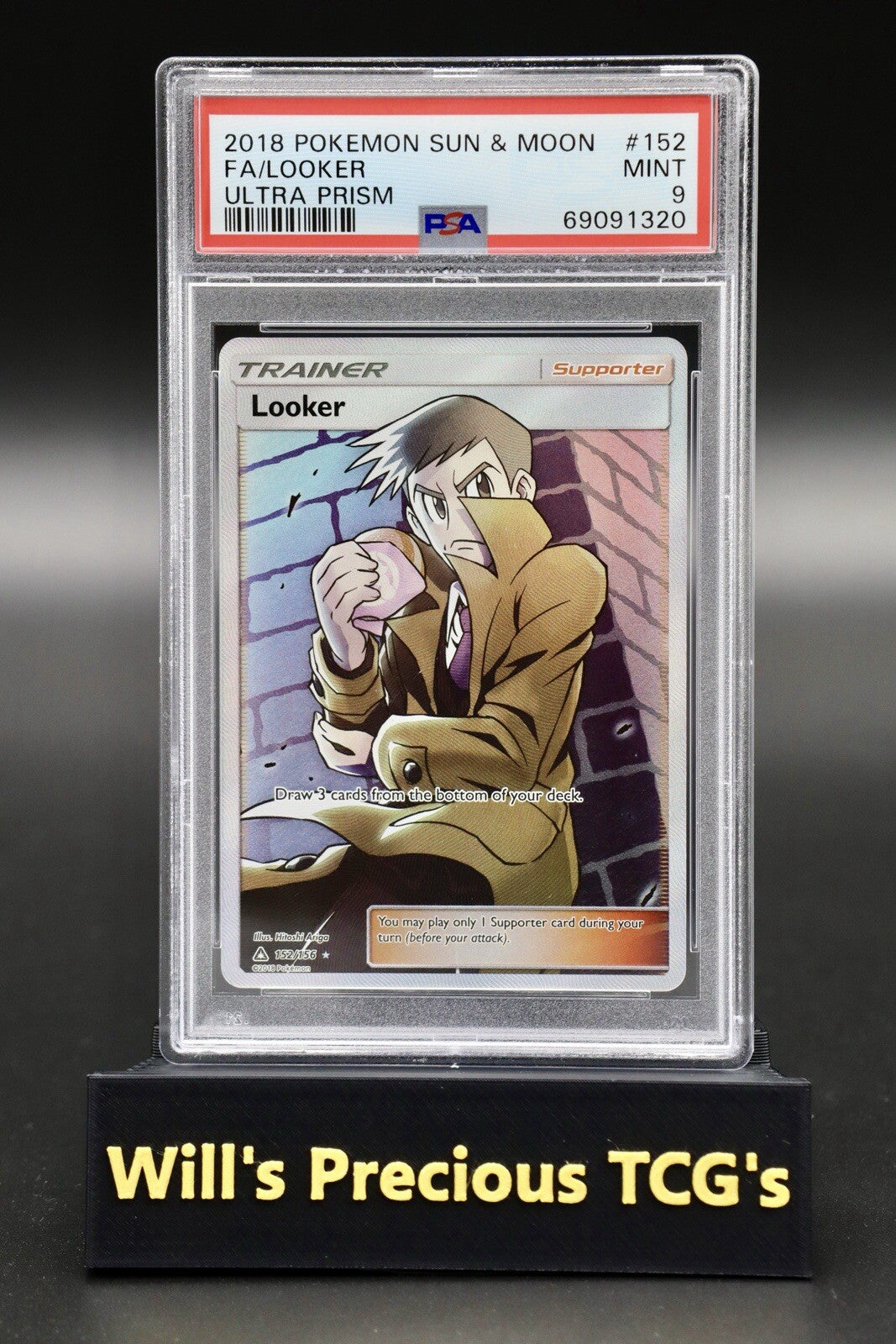 PSA 9 Looker 152/156 Sun & Moon Ultra Prism 2018 Full Art Trainer Pokémon Card0