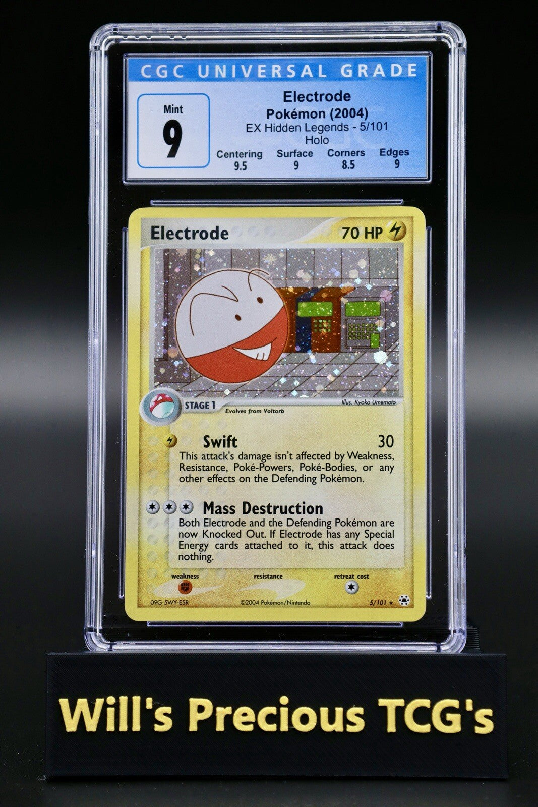CGC 9 Electrode 5/101 EX Hidden Legends 2004 Holo Pokémon Card Mint0