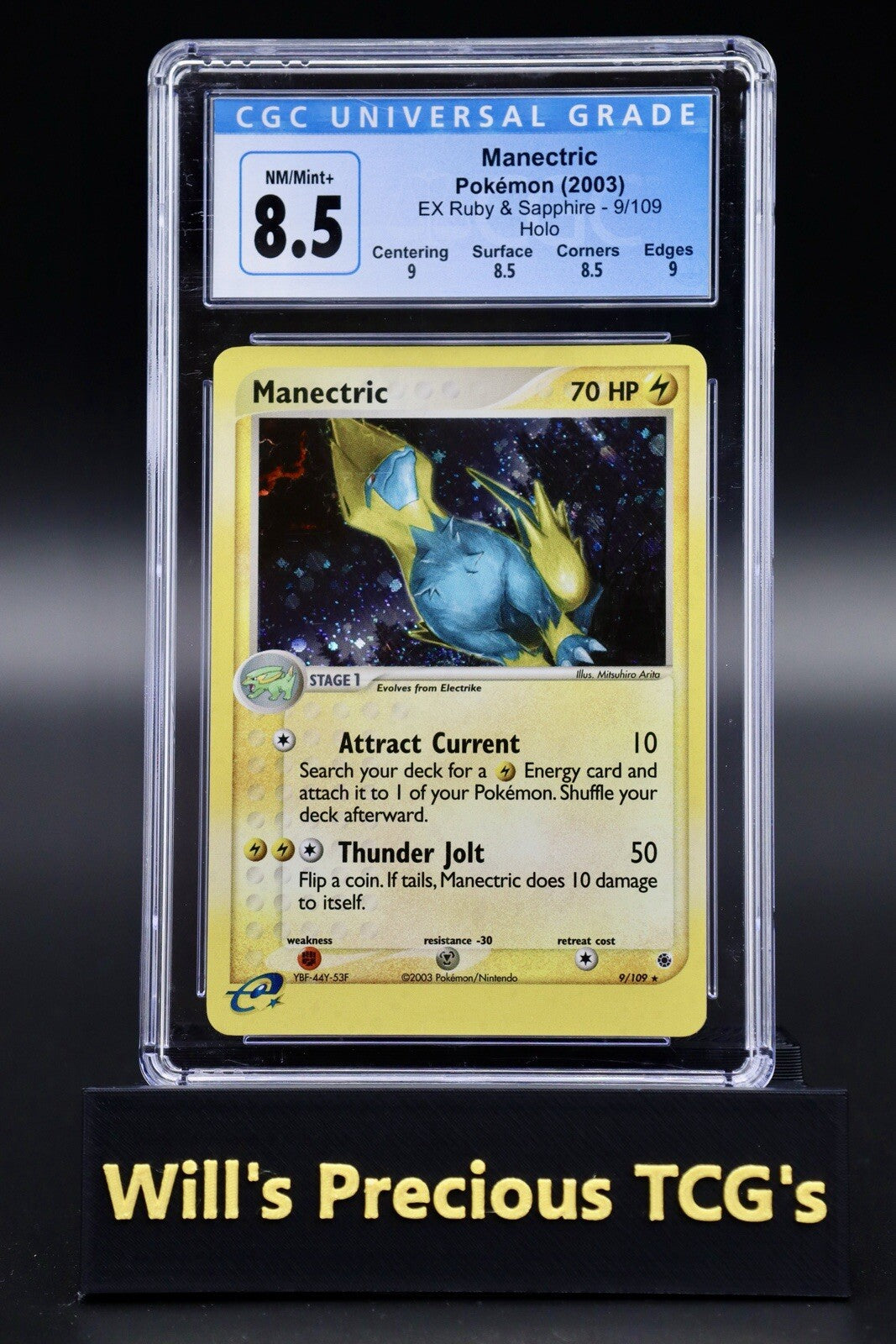 CGC 8.5 Manectric 9/109 EX Ruby & Sapphire 2003 Holo Pokémon Card E Series0