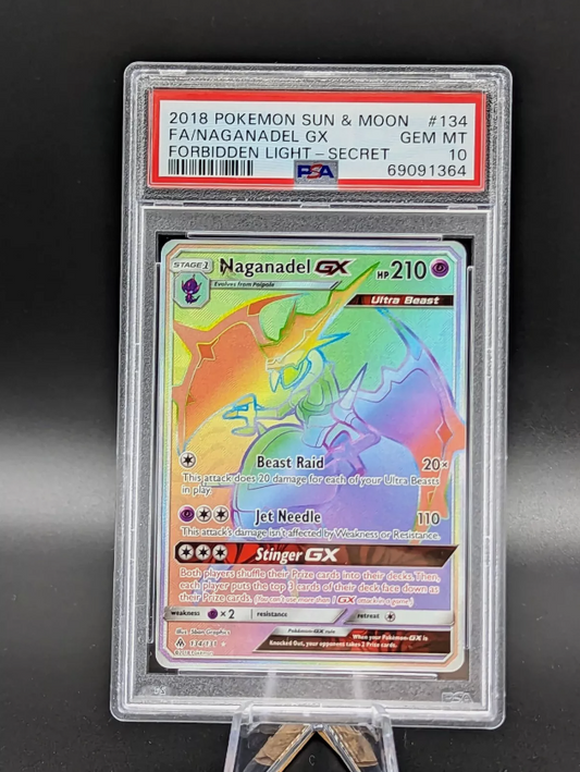 2018 Naganadel Sun & Moon Forbidden Light Rainbow Secret 134/131 PSA 10 Pokémon