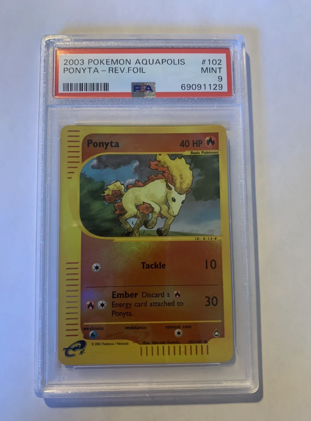 Pokemon PSA 9 MINT Ponyta 102/147 Aquapolis Reverse Holo 2003 E Reader LOW POP